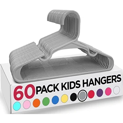 Abbildung von Utopia Home Kinder Kleiderbügel, Kunststoff Baby Kleiderbügel für den Schrank, Kleidung und Kleinkinder, ideal täglichen Gebrauch, 29,2 cm, Grau, 60 Stück