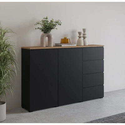 Abbildung von OTTO home Highboard "Modo, Breite 150 cm, moderne grifflose Kommode 2Türen/4 SK" Schubladenkommode mit viel Stauraum, Einlegeböden verstellbar
