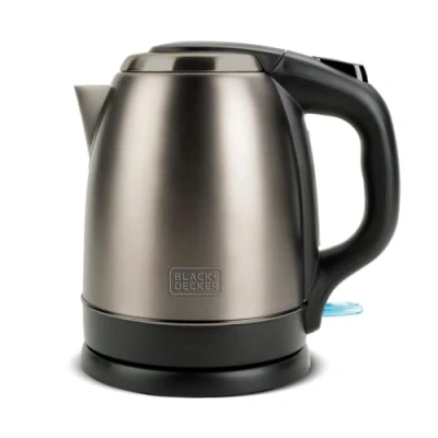 Abbildung von BLACK+DECKER Wasserkocher BXKE2202E 2200W 1.2L 360C drehbare Basis Geeignet für Linkshänder Ergonomischer Griff Abschaltautomatik Füllstandsanzeige Öffnungstaste Betriebsleuchte