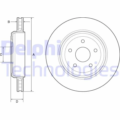 Abbildung von DELPHI BG9214C Bremsscheibe 350 28 5 Belüftet beschichtet unbehandelt ohne Radlager, ABS Sensorring JEEP: GRAND CHEROKEE 4