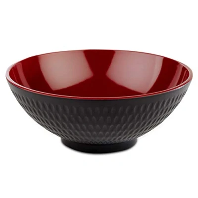 Abbildung von APS Schale „Asia Plus“ aus nahezu unzerbrechlichem Melamin, vielseitig einsetzbare, stapelbare Kunststoffschale, Salatschüssel, schwarz/rot, Ø 20 cm, 1,1 Liter.