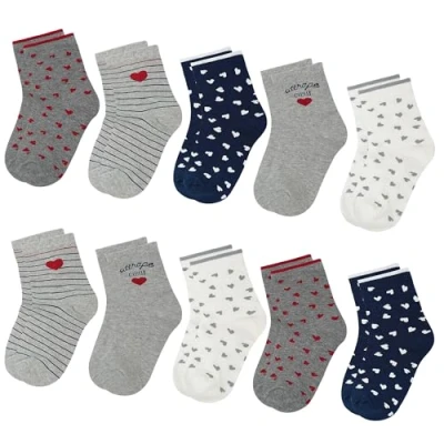 Abbildung von L&amp;K II 10er Kinder Mädchen Socken aus Baumwolle Kleinkind niedliche Muster Kids Sneakersocken bunt 2887 27 30