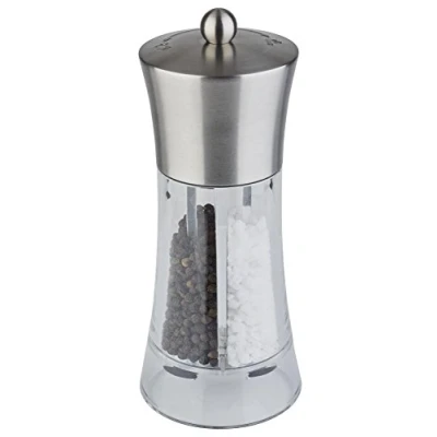 Abbildung von APS 2 in 1 Salz und Pfeffermühle Ø 8 cm 19 Höhe, Gewürzmühle mit Keramik Mahlwerk, praktische transparente Mühle einstellbarem Mahlgrad, nicht spülmaschinengeeignet