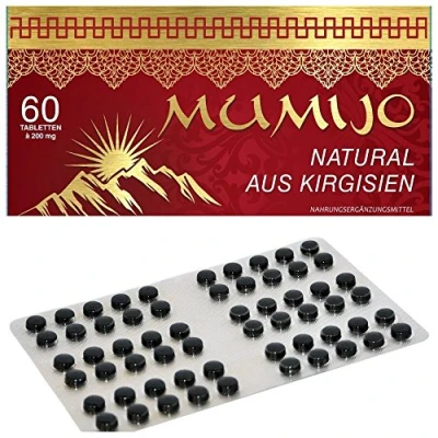 Abbildung von MUMIJO 100% Natural Original aus Kirgisistan(Kirgisien) Мумиё (MINERALERDE,Mumie, Mumijo), 60 Tabletten