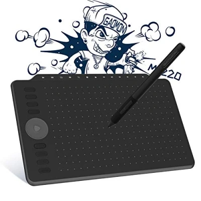 Abbildung von GAOMON M1220 Stifttablett mit 13 Multimedia Tasten und 8 für Zeichen, kompatibel Android &amp; Windows Mac OS
