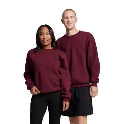 Abbildung von Russell Athletic Dri Power Herren Sweatshirts aus Fleece, feuchtigkeitsableitend, Baumwollmischung, entspannte Passform, Größen S 4X, Kastanienbraun, Large