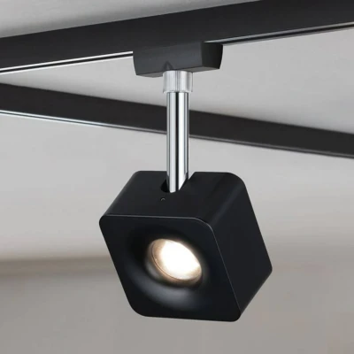 Abbildung von Paulmann Schienensystem Leuchten »URail Schienenspot Cube 540lm 8W 2700K 230V Chrom matt, Chrom«, (1 tlg.), dimmbar, Einzelspot