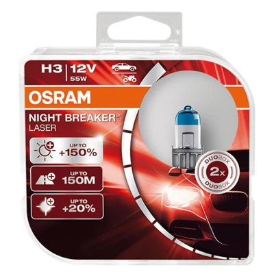 Abbildung von OSRAM NIGHT BREAKER LASER H3, +150% mehr Helligkeit, Halogen Scheinwerferlampe, 64151NL HCB, 12V PKW, Duo Box (2 Lampen)