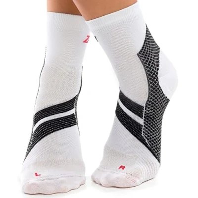 Abbildung von ZaTech Plantarfasziitis Socken, Kompressions unterstützt Ferse, Knöchel und Fußgewölbe,für bessere Durchblutung, reduziert Fußschwellungen &amp; Schmerzen. (Weiß/Schwarz, L, 41 43)