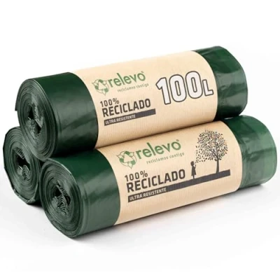 Abbildung von Relevo 13 Stück Müllbeutel 100 L 100% Recycelt Mülltüten mit Zugband