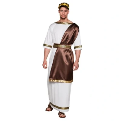 Abbildung von Boland 83861 Kostüm Zeus für Erwachsene, Größe M/L, Toga mit Schal, Haarschmuck und Gürtel, Römer, Mottoparty, Karneval