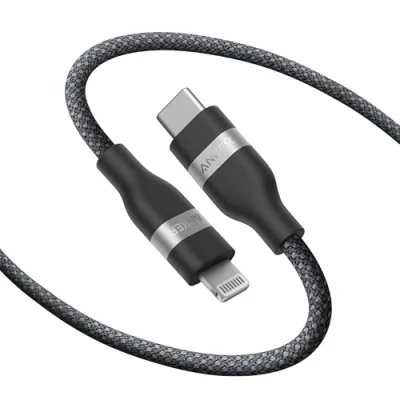 Abbildung von Anker USB C Lightning Kabel, Upcycled Flechtgewebe auf Kabel 180cm, 60W ultra schnelles Ladekabel für iPhone 14/13/12/11 Serie und mehr