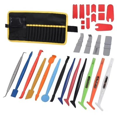 Abbildung von Winjun Autofolie Wrap Stick Micro Mini Rakel Set mit Microfaser Kante für Folierungs Installation Werkzeug