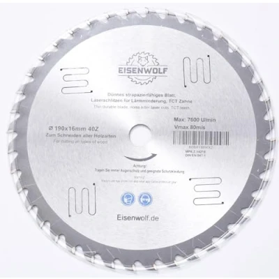 Abbildung von 190mm Sägeblatt Top Qualität Kreissägeblatt für Holz 190 x 16mm 40 Zähne
