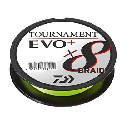 Abbildung von Daiwa Tournament X8 Braid EVO+ 0,16mm 135m Chartreuse geflochtene Angelschnur