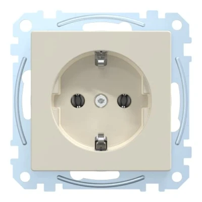 Abbildung von Schneider Electric Merten MEG2300 0419 Schuko Steckdose, Steckklemmen,erhöhter Berührungsschutz Schutzkontaksteckdose, System M, Polarweiß, Made in Germany