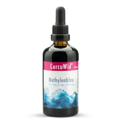 Abbildung von Methylenblau 100ml Tropfen von CurcuWid Lösung mit 99,9% Reinheit 1%
