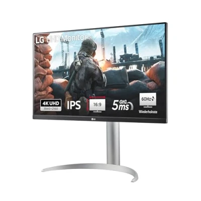 Abbildung von LG, 27 Zoll, Ultra UHD 4K Monitor, 68.4cm, 16:9, Super Resolution, 3840 x 2160, 60Hz, 5ms, HDR10, AMD FreeSync, DCI P3 95%, DisplayHD 400, 27UP850K W.AEU Weiß &amp; Schwarz
