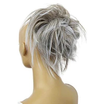 Abbildung von CAISHA Jumbo Haarteil Haargummi Dutt Flora Hochsteckfrisuren Brautfrisuren Natürlich Gewellt Unordentlich DM17cm Grau Mix G10F