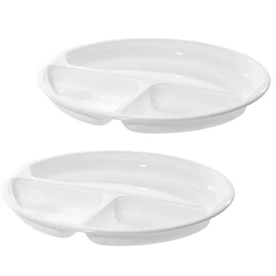 Abbildung von Westmark Mikrowellen Menüteller mit 3 Einteilungen, 2 Stück, Durchmesser: 25 cm, Kunststoff, Weiß, 224022E3