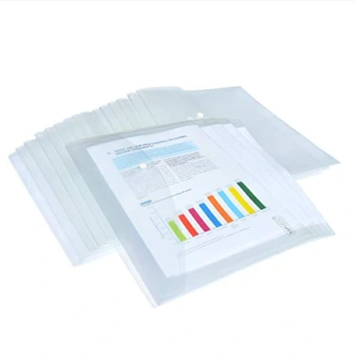 Abbildung von Rapesco 1497 Dokumentenmappe mit Druckknopf, A4+, Transparent, 50 Stück