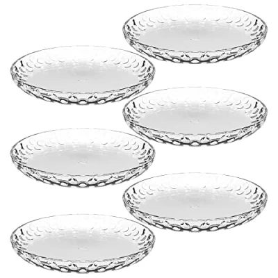 Abbildung von Leonardo Cucina Optic Teller 6er Set, mikrowellen &amp; spühlmaschinengeeignete tiefe Schale mit runden Akzenten, Klarglas, ∅ 18 cm, 066339