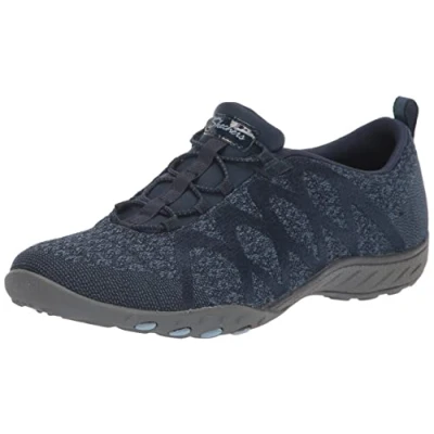 Abbildung von Skechers Damen 100301 NVY Sneaker, Marineblauer Strick, anthrazitfarbener Besatz, 37 EU