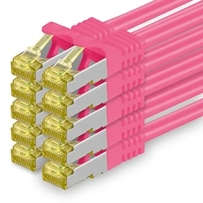 Abbildung von Cat.7 Netzwerkkabel 3m Magenta 10 Stück Cat7 Ethernetkabel Netzwerk LAN Kabel Rohkabel Gb s SFTP PIMF LSZH Set Patchkabel mit Rj 45 Stecker Cat.6a