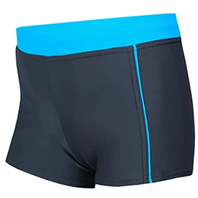 Abbildung von Aquarti Jungen Badehose Schwimmhose Seitliche Paspel Kinder Badeshorts, Farbe: 024 Graphit/Blau, Größe: 152