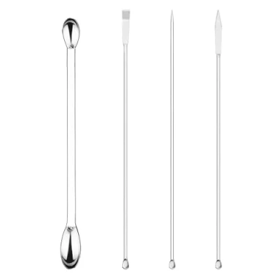 Abbildung von Labasics 4 Stück Labormikrolöffel und Spatel Set, Edelstahl Doppelseitige Laborspatel Probenahmelöffel Mikroskopulas Wiegeset