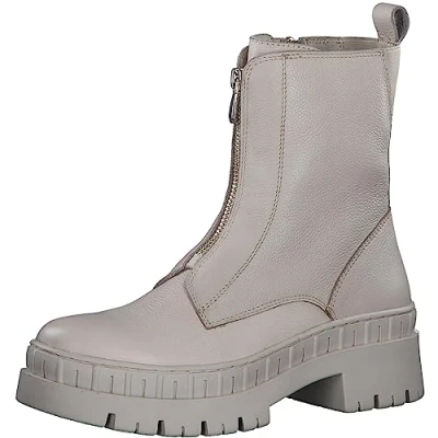 Abbildung von MARCO TOZZI Damen Stiefeletten ohne Absatz aus Leder Plateau, Beige (Cream), 38