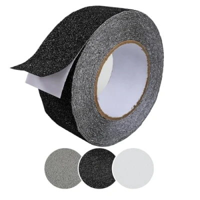 Abbildung von ANRO Antirutsch Klebeband Streifen Selbstklebend rutschfest Stufen Treppen Grip Band PVC für Innen &amp; Außenbereich Rolle Schwarz 5cm x 10m