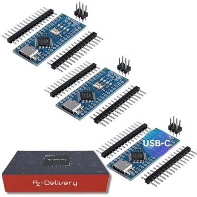 Abbildung von AZDelivery 3 x AZ Nano V3 Board Set mit USB C Anschluss Atmega CH340 Chip Atmega328 kompatibel Arduino, Arduino Pro Micro und Inklusive E Book