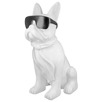 Abbildung von Casablanca Figur Skulptur Hund Mops schwarz mit Silberne Brille Höhe 35 cm