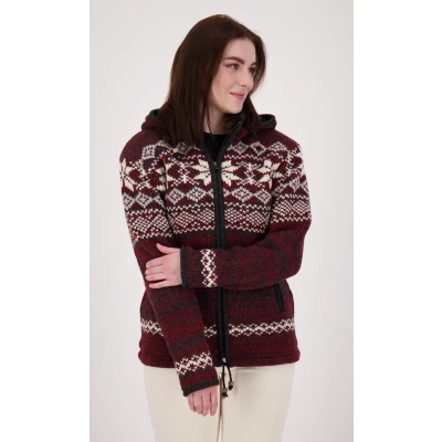 Abbildung von Deproc Active Damen Patchwork Fleecejacke Strickfleecejacke mit Kapuze Übergangsjacke Windbreaker Handmade Nepal