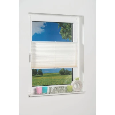 Abbildung von K Home Klemmfix Plissee Palma 25 x 130 cm (B L) Creme Lichtschutz +++ Moderne Crushed Optik