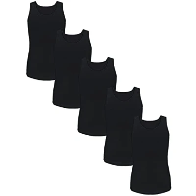 Abbildung von TupTam Mädchen Baumwolle Unterhemd 5er Pack Tank Top Ärmellos Kinder, Farbe: Schwarz, Größe: 158 164