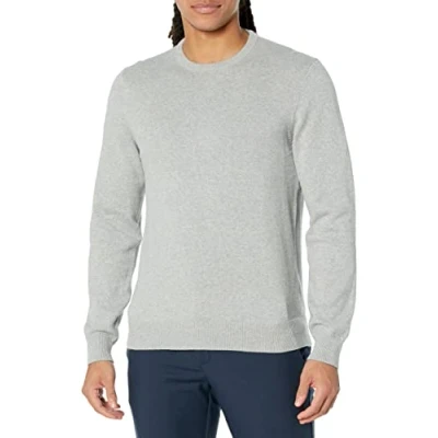 Abbildung von Amazon Essentials Herren Pullover mit Rundhalsausschnitt (in Übergrößen erhältlich), Hellgrau Meliert, L