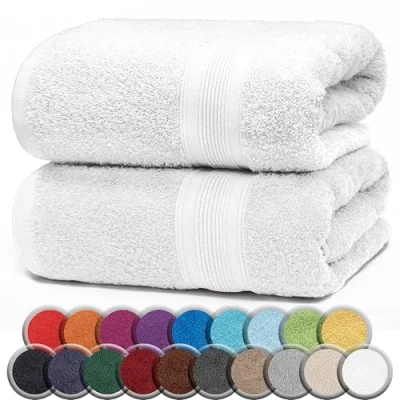 Abbildung von NatureMark 2er Pack SAUNATÜCHER/BADETÜCHER Premium Qualität 80x200cm Sauna Handtuch 100% Baumwolle Farbe: Weiß