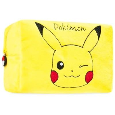 Abbildung von Pokemon Kulturtasche Damen, Pikachu Kulturbeutel Damen und Teenager Kosmetiktasche Gelb Geschenke für Fans