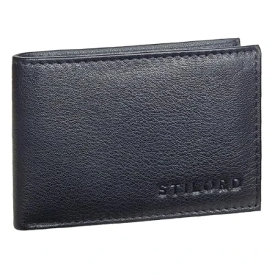 Abbildung von STILORD &#039;Lincoln&#039; Mini Geldbörse RFID Leder Herren Slim Wallet Minibörse Portemonnaie klein NFC Protector kleine Brieftasche Echtleder in Geschenkbox klein, Farbe:schwarz