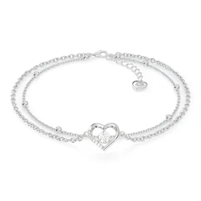 Abbildung von SERASAR Fußkettchen Damen Schmuck Herz Kette 925 Sterling Silber 18 Karat Gold Fussketterl Fusskette Mädchen Geschenk Idee Geburtstagsgeschenk für Frauen Heart Form