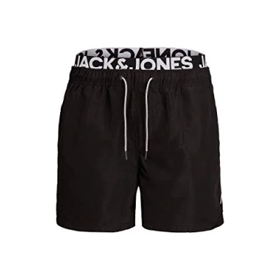 Abbildung von Jack &amp; Jones Herren JJIARUBA JJSWIMSHORTS AKM DB WB SOLID Badehose, Black, M