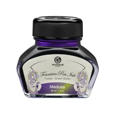 Abbildung von Octopus Fluids Medusa Sheen Ink, Füllhaltertinte im Tintenglas, Tinte, Violett, 30 ml