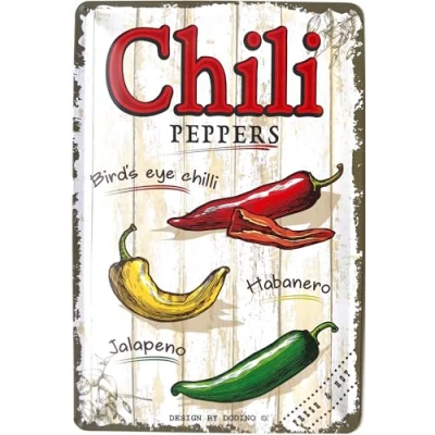 Abbildung von DODINO 20x30cm retro blechschild CHILI PEPPERS Metallschilder Küche, Restaurant deko, Geschenk Idee für die Küche
