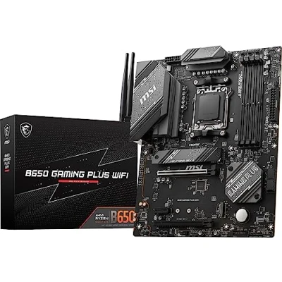 Abbildung von MSI B650 Gaming Plus WiFi Motherboard (unterstützt AMD Ryzen 7000 Prozessoren, AM5 DDR5 Memory Boost 6400+MHz/OC, 2 x PCIe 4.0 x16, M.2 Gen4, Wi Fi 6E, ATX)