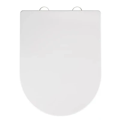 Abbildung von WENKO WC Sitz Calla, Toilettensitz mit Absenkautomatik, Deckel rostfreier Fix Clip Edelstahl Befestigung, Thermoplast, Weiß