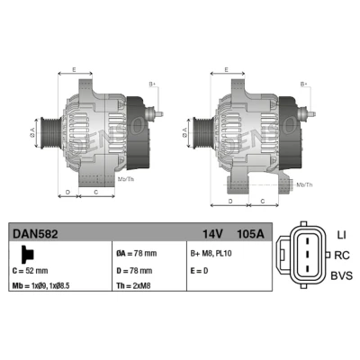 Abbildung von DENSO DAN979 Lichtmaschine 14V 80A
