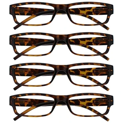 Abbildung von The Reading Glasses Company Die Lesebrille Unternehmen Braune Schildpatt Leicht Komfortables Leser Wert 4er Pack Designer Stil Herren Frauen UVR4PK032BR +2,00