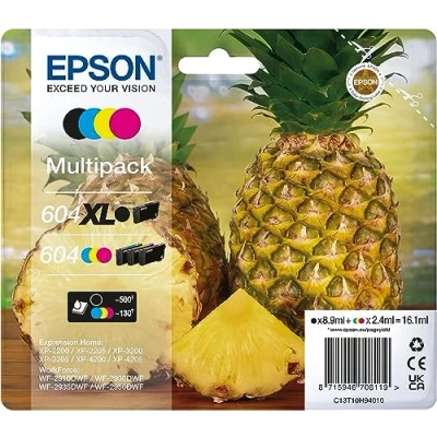 Abbildung von Epson Orginal 604 Tinte Ananas Multipack 4 farbig schwarz XL, CMY Standard XP 2200 2205 3200 4205 WF2910DWF WF2930DWF WF2950DWF ReadyPrint Flex Tintentarife